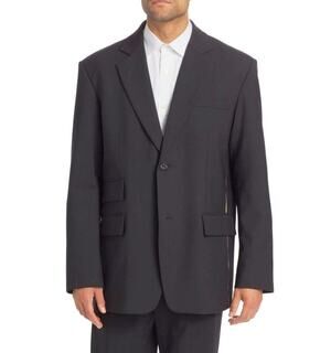 $995 NWT Helmut Lang Black Oversized-Fit Wool-Blend Single Button Blazer 46 R